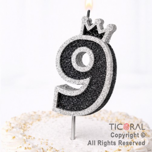 VELA NUMERO CORPOREO CON GIBRE PLATA N.9 x 1